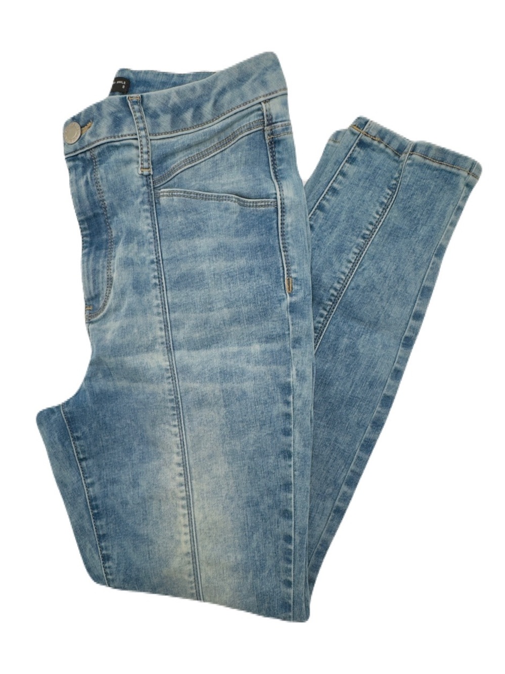 SIMPLY VERA VERAWANG Seamed Skinny Ankle Jeans - Light Blue Acid Wash, Size 8
